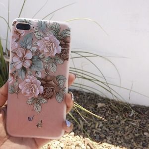 iPhone X/XS Case Clear Brown Floral Print Cover NEW
